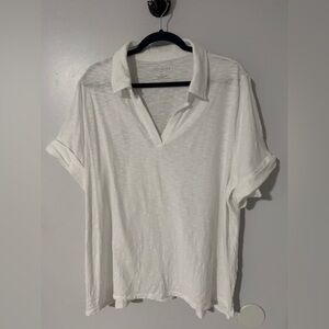 Talbots Plus White Short Sleeve Polo Shirt 3XL EUC